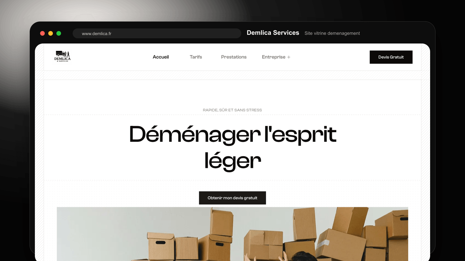 Site vitrine Demlica Services, entreprise de déménagement